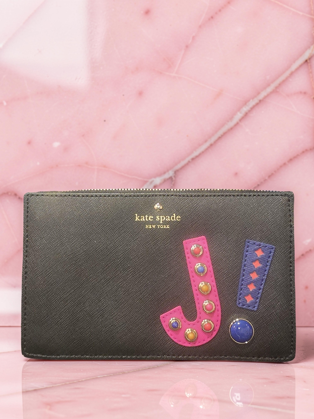 Kate Spade New York Hartley Lane Leila Bejeweled Initial J Wristlet Wallet